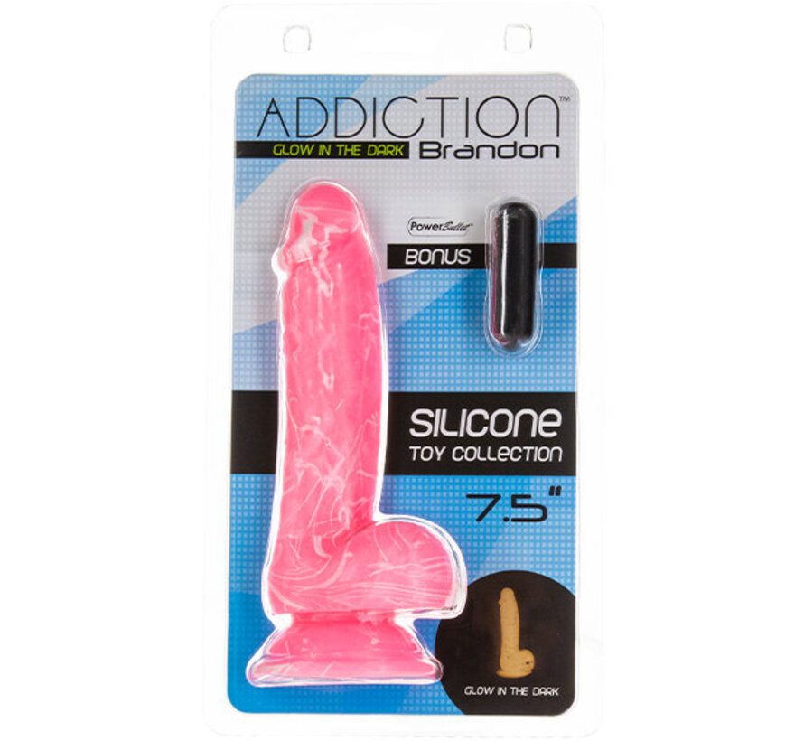 Addiction - Brandon Dong 19 cm Roze Glow in the Dark