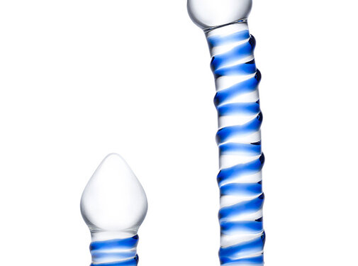 Glas Glas - Double Penetration Glass Swirly Dildo & Butt Plug Set 2 st.