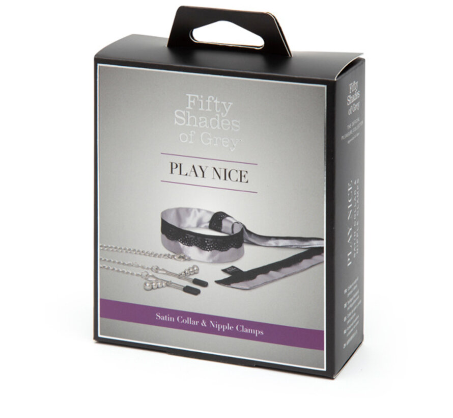 Fifty Shades of Grey - Play Nice Satijn & Kant Ketting & Tepelklemmen