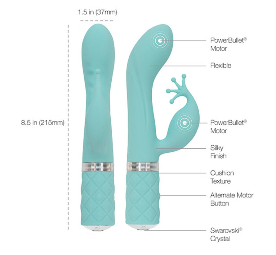 Pillow Talk - Kinky Rabbit & G-Spot Vibrator Blauwgroen