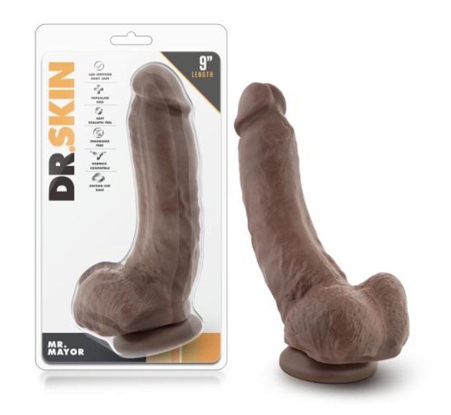 Dr. Skin - Mr. Mayor Dildo Met Zuignap 21 cm - Chocolate