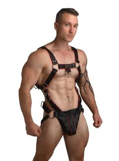 Master Series Heathen Harness L/XL - Zwart, Rood