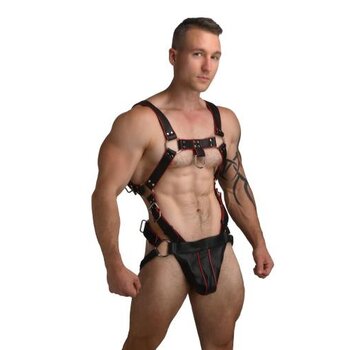 Master Series Heathen Harness L/XL - Zwart, Rood