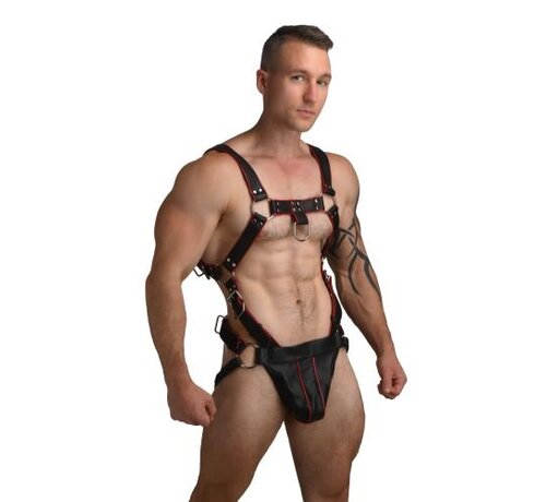 Master Series Heathen Harness L/XL - Zwart, Rood