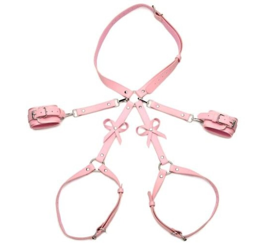 Bondageharnas met strikken XL/2XL - Roze