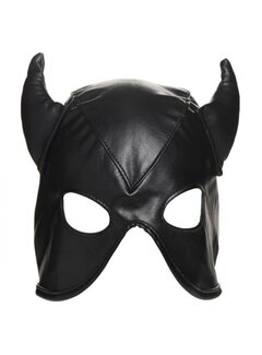 Master Series Dungeon Demon Bondage Masker Met Hoorns - Zwart