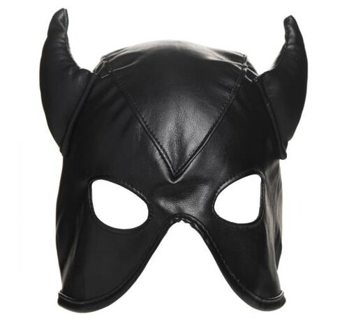 Master Series Dungeon Demon Bondage Masker Met Hoorns - Zwart