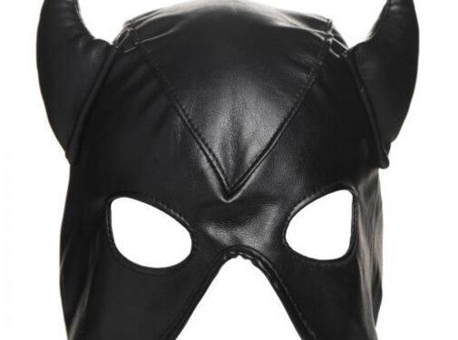 Master Series Dungeon Demon Bondage Masker Met Hoorns - Zwart