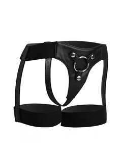 Strap U Zwart strap on harnas jarretel stijl
