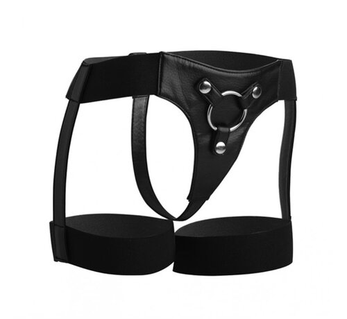 Strap U Zwart strap on harnas jarretel stijl