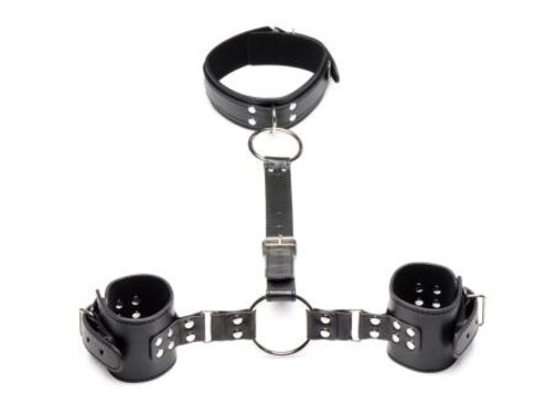 Strict Halsband Met Polsboeien Restraint Set - Zwart