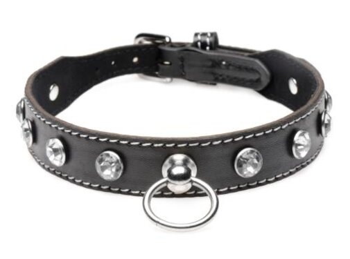 Strict Diamanten Choker Met O-Ring - Zwart