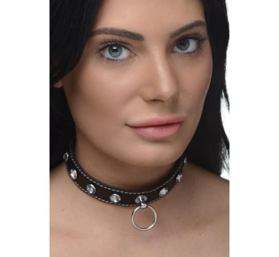 Diamanten Choker Met O-Ring - Zwart