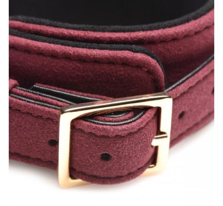 6-delige BDSM Suede Boeienset Met Collar En Riem - Bordeaux