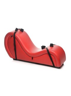 Master Series Kinky Seks Sofa Met Boeien en Positie Kussens - Zwart/Rood