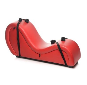 Master Series Kinky Seks Sofa Met Boeien en Positie Kussens - Zwart/Rood