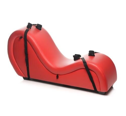 Master Series Kinky Seks Sofa Met Boeien en Positie Kussens - Zwart/Rood