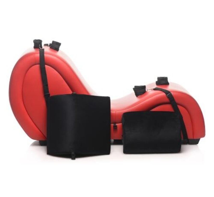 Kinky Seks Sofa Met Boeien en Positie Kussens - Zwart/Rood