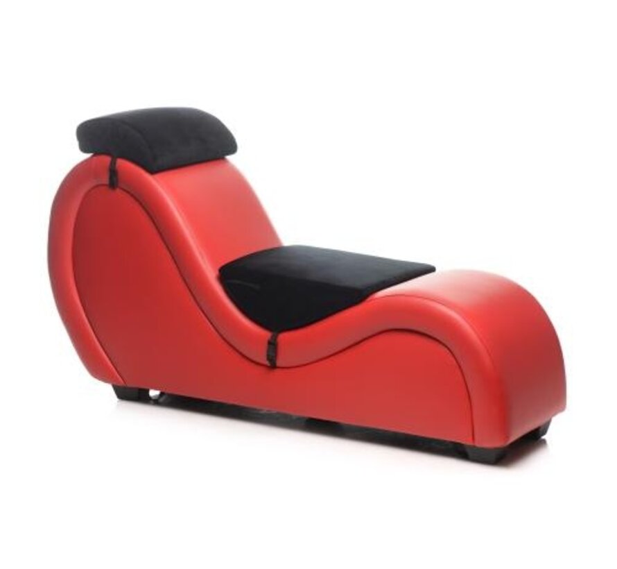 Kinky Seks Sofa Met Boeien en Positie Kussens - Zwart/Rood