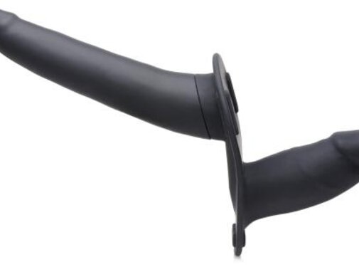 Strap U Power Pegger Dubbele Strap-On Vibrator - Zwart