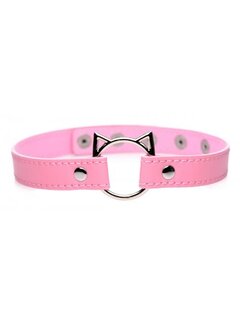 Master Series Kinky Kitty Ring Slim Choker - Roze