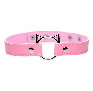 Master Series Kinky Kitty Ring Slim Choker - Roze
