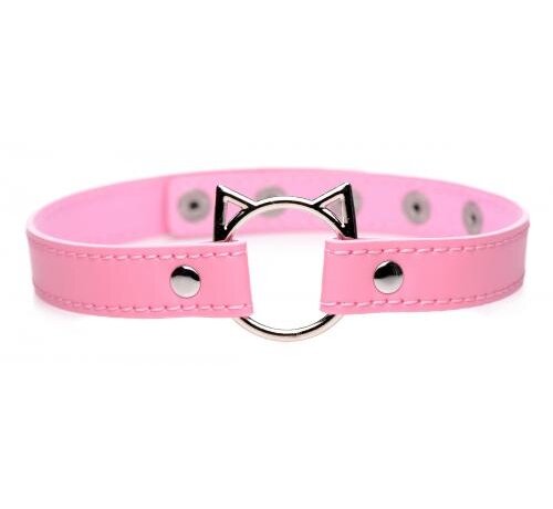 Master Series Kinky Kitty Ring Slim Choker - Roze