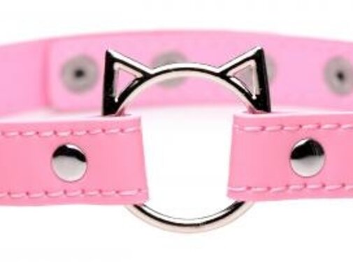 Master Series Kinky Kitty Ring Slim Choker - Roze