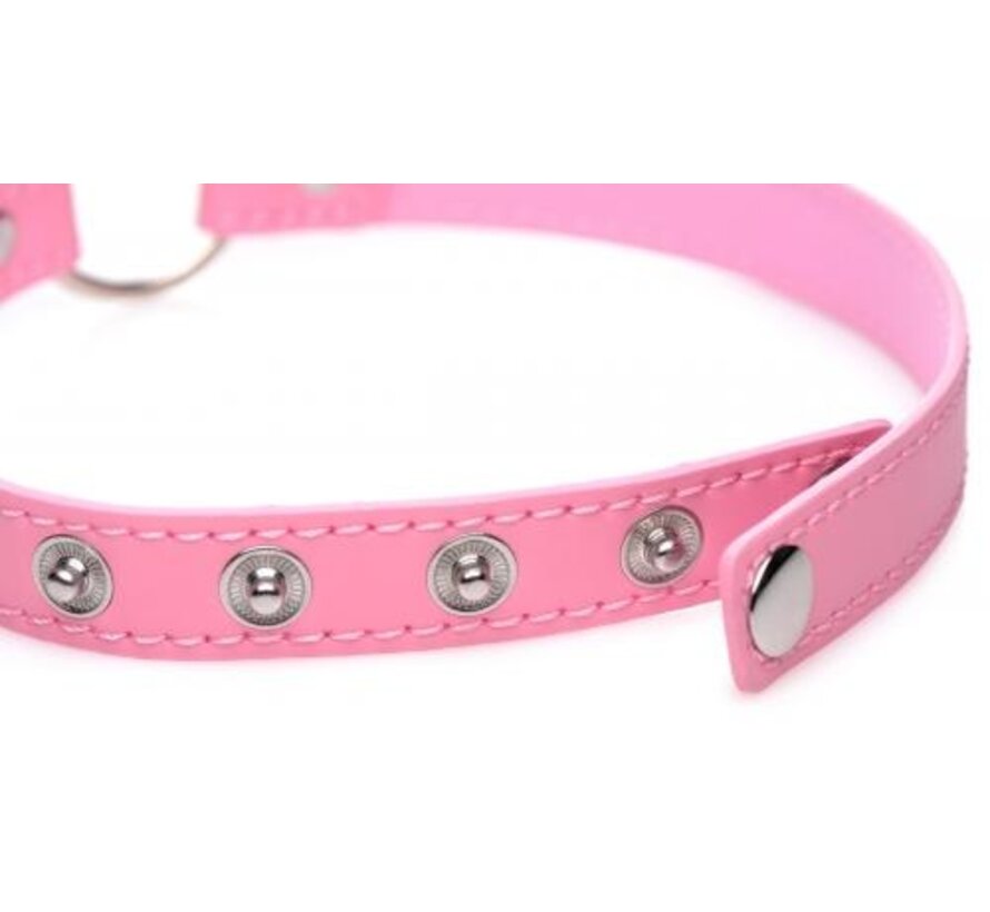 Kinky Kitty Ring Slim Choker - Roze