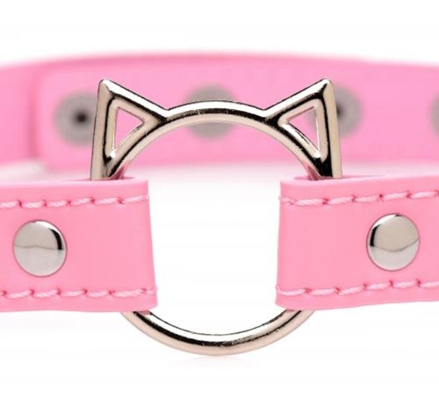 Kinky Kitty Ring Slim Choker - Roze