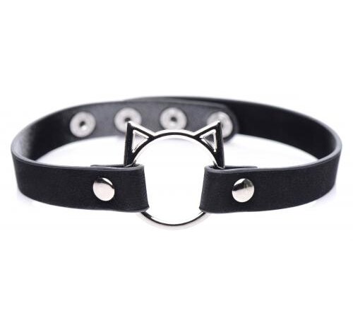 Master Series Kinky Kitty Ring Slim Choker - Zwart