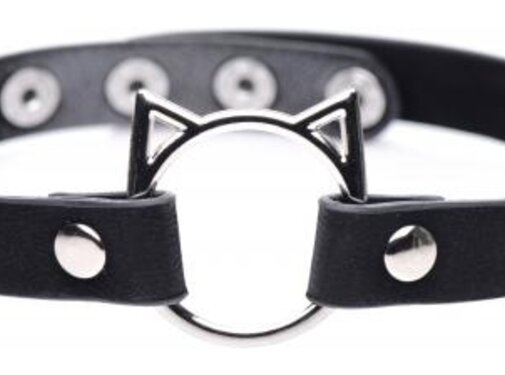 Master Series Kinky Kitty Ring Slim Choker - Zwart
