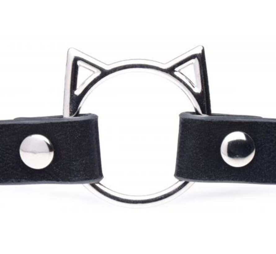 Kinky Kitty Ring Slim Choker - Zwart