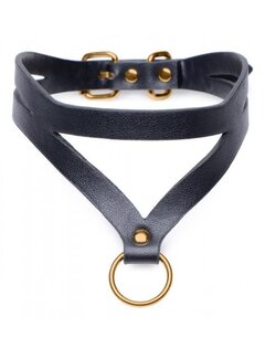 Master Series Bondage Baddie Collar Met O-ring - Zwart/Goud