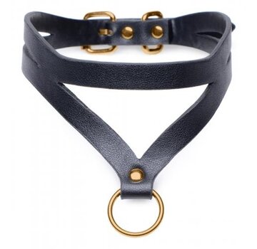 Master Series Bondage Baddie Collar Met O-ring - Zwart/Goud