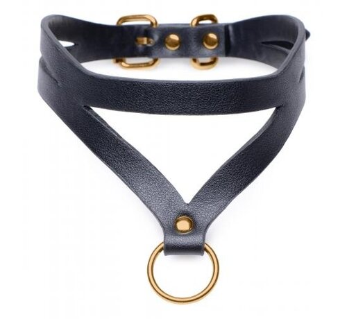 Master Series Bondage Baddie Collar Met O-ring - Zwart/Goud