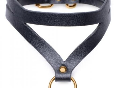 Master Series Bondage Baddie Collar Met O-ring - Zwart/Goud