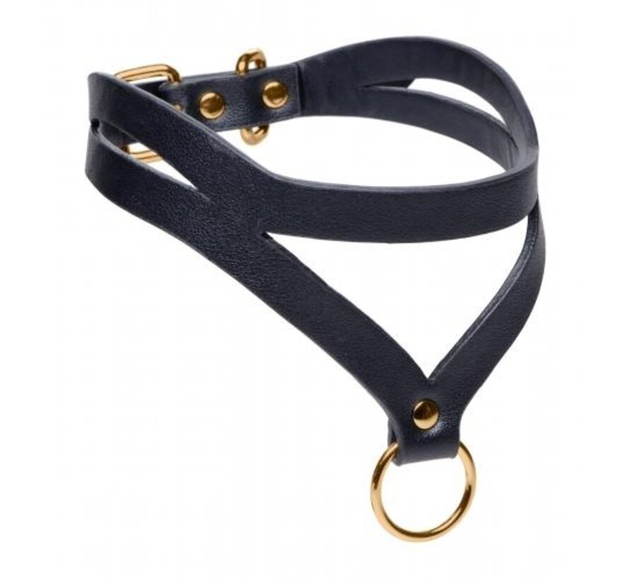 Bondage Baddie Collar Met O-ring - Zwart/Goud