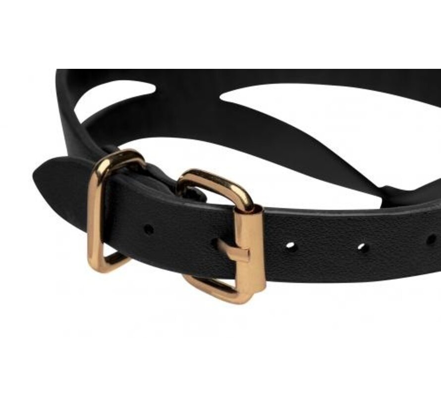 Bondage Baddie Collar Met O-ring - Zwart/Goud