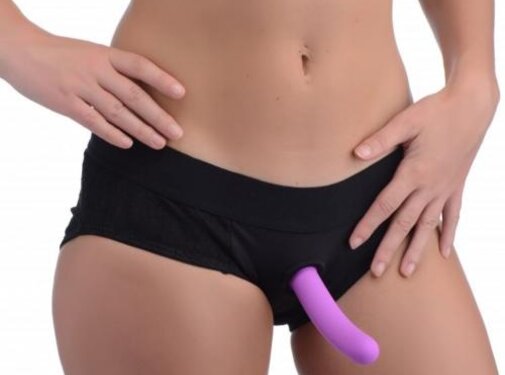Strap U Envy Kanten Strap-On Harnas Met Dildo - Zwart