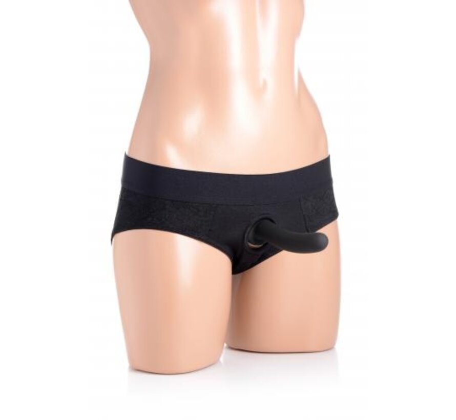 Envy Kanten Kruisloze Strap-On Harnas - Zwart