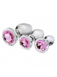 Booty Sparks Pink Gem Anaalplug Set Van Glas