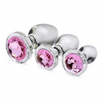 Booty Sparks Pink Gem Anaalplug Set Van Glas