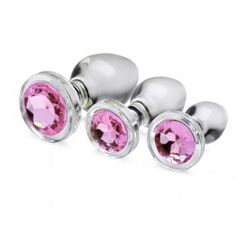 Booty Sparks Pink Gem Anaalplug Set Van Glas