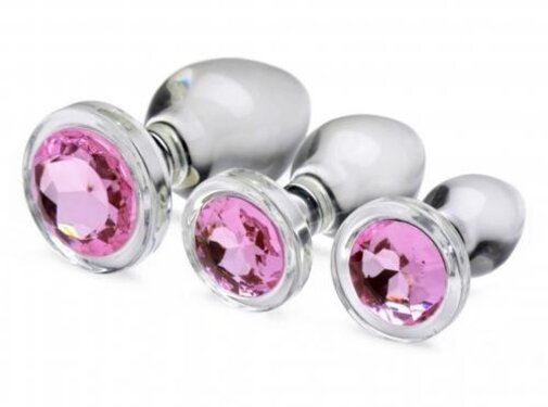 Booty Sparks Pink Gem Anaalplug Set Van Glas