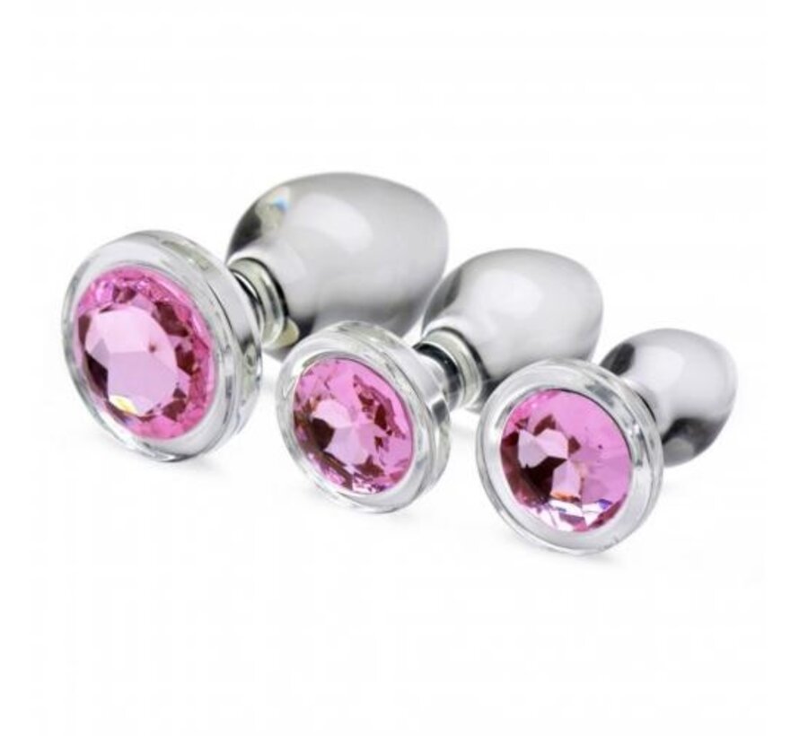 Pink Gem Anaalplug Set Van Glas