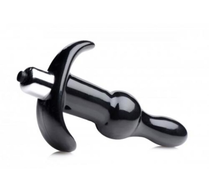 Bubbling Vibrerende Anaalplug Met Ribbels - Zwart