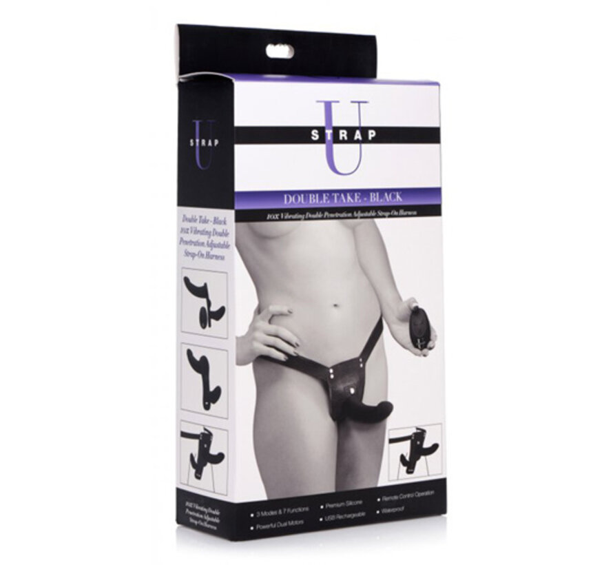 Double Take - Dubbele Vibrerende Strap-On - Zwart