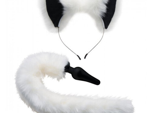 Tailz White Fox Buttplug & Haarband Set