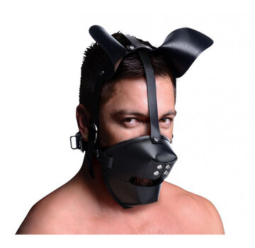 Master Series Puppy Play Masker Met Ballgag - Zwart